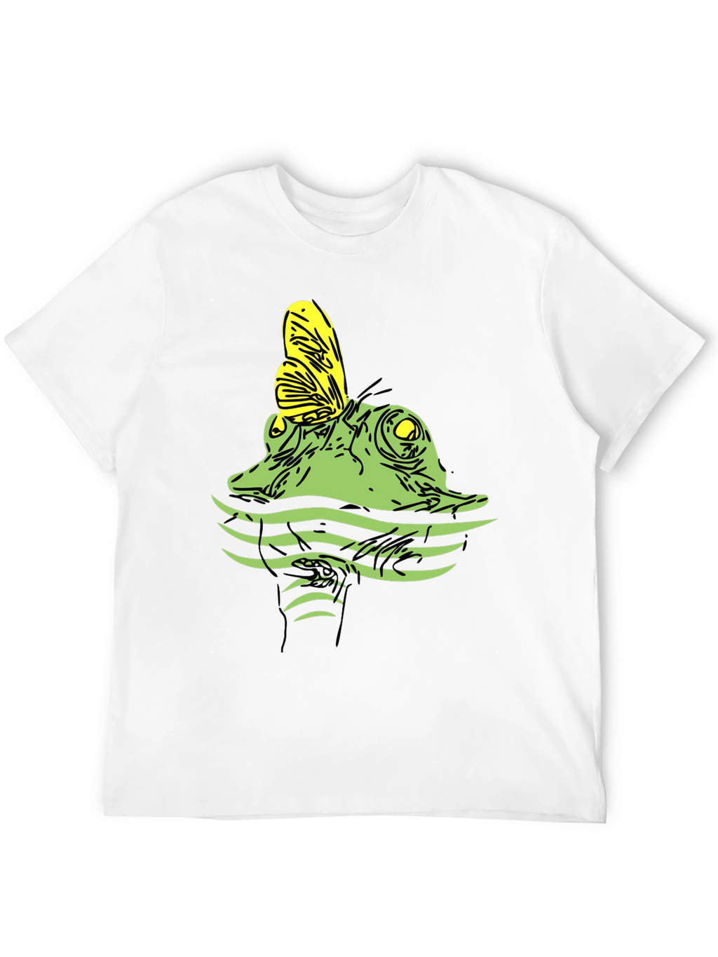 Frog & Butterfly Graphic Tee - Unisex Black T-Shirt