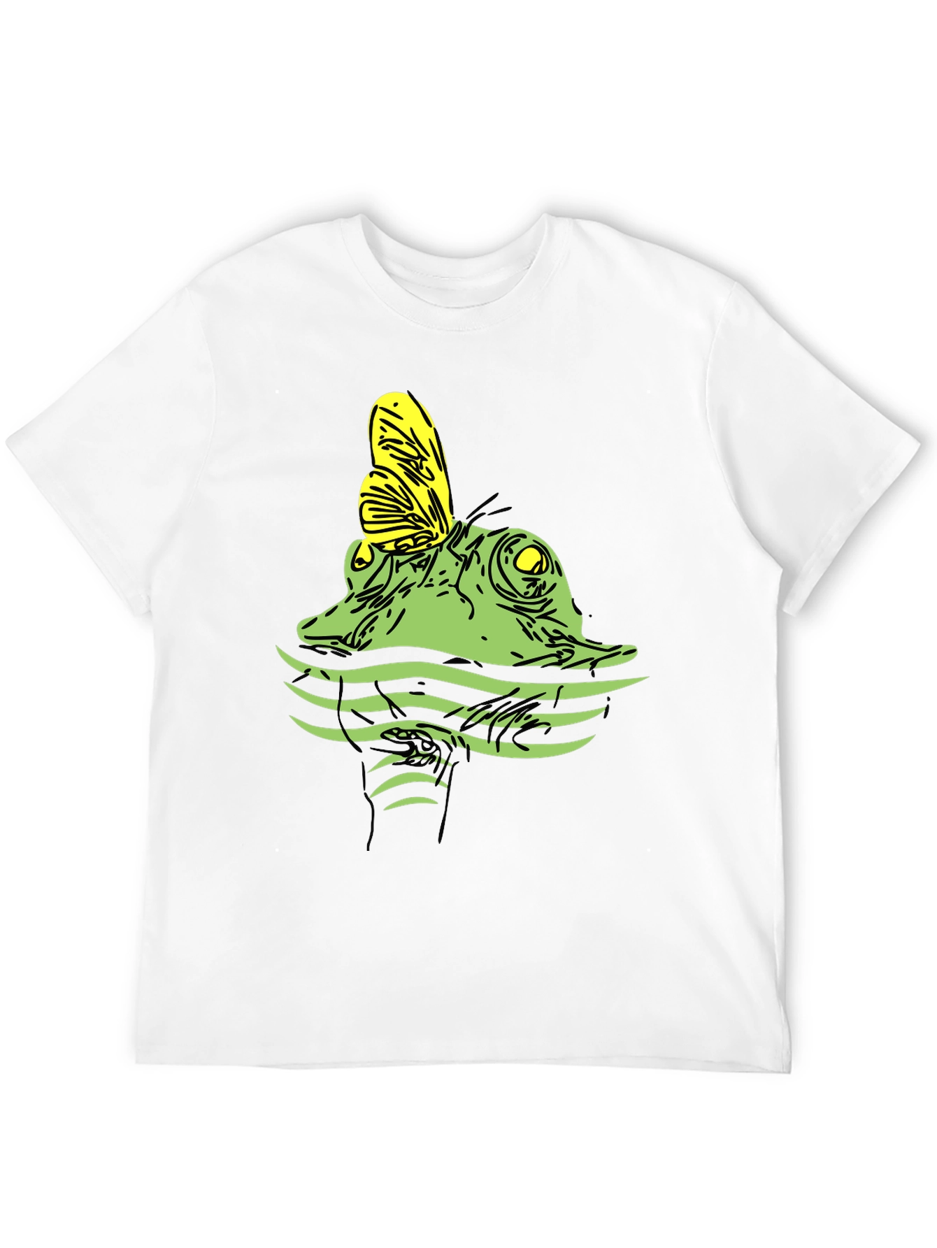 Frog & Butterfly Graphic Tee - Unisex Black T-Shirt