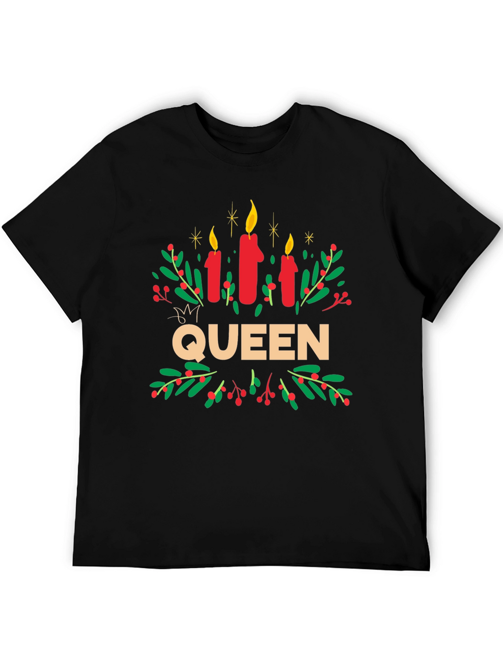 Queen Candles Graphic Tee - Festive Holiday Shirt
