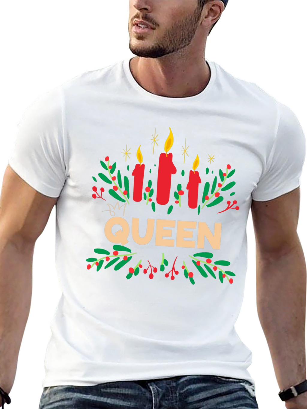 Queen Candles Graphic Tee - Festive Holiday Shirt