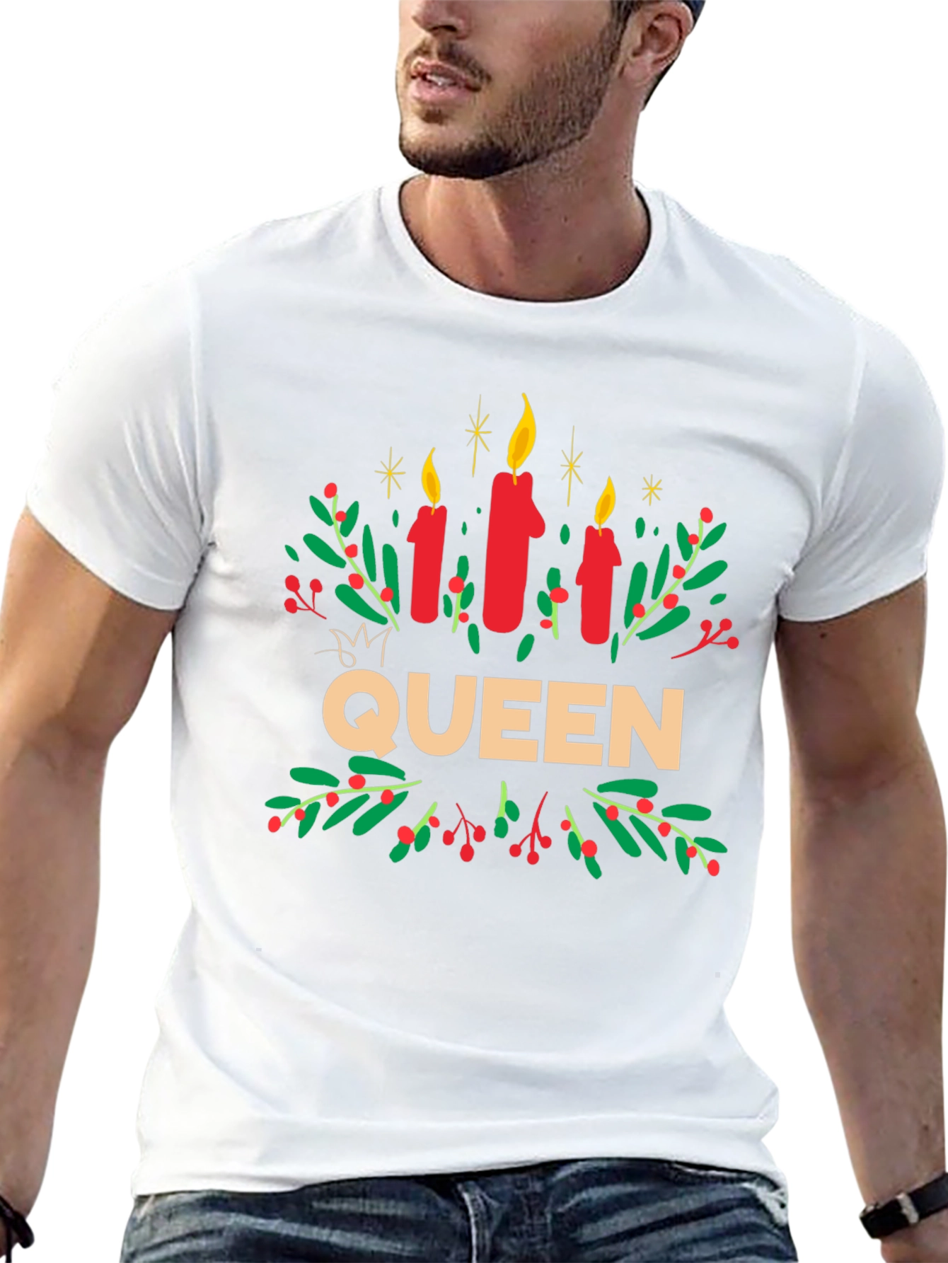 Queen Candles Graphic Tee - Festive Holiday Shirt