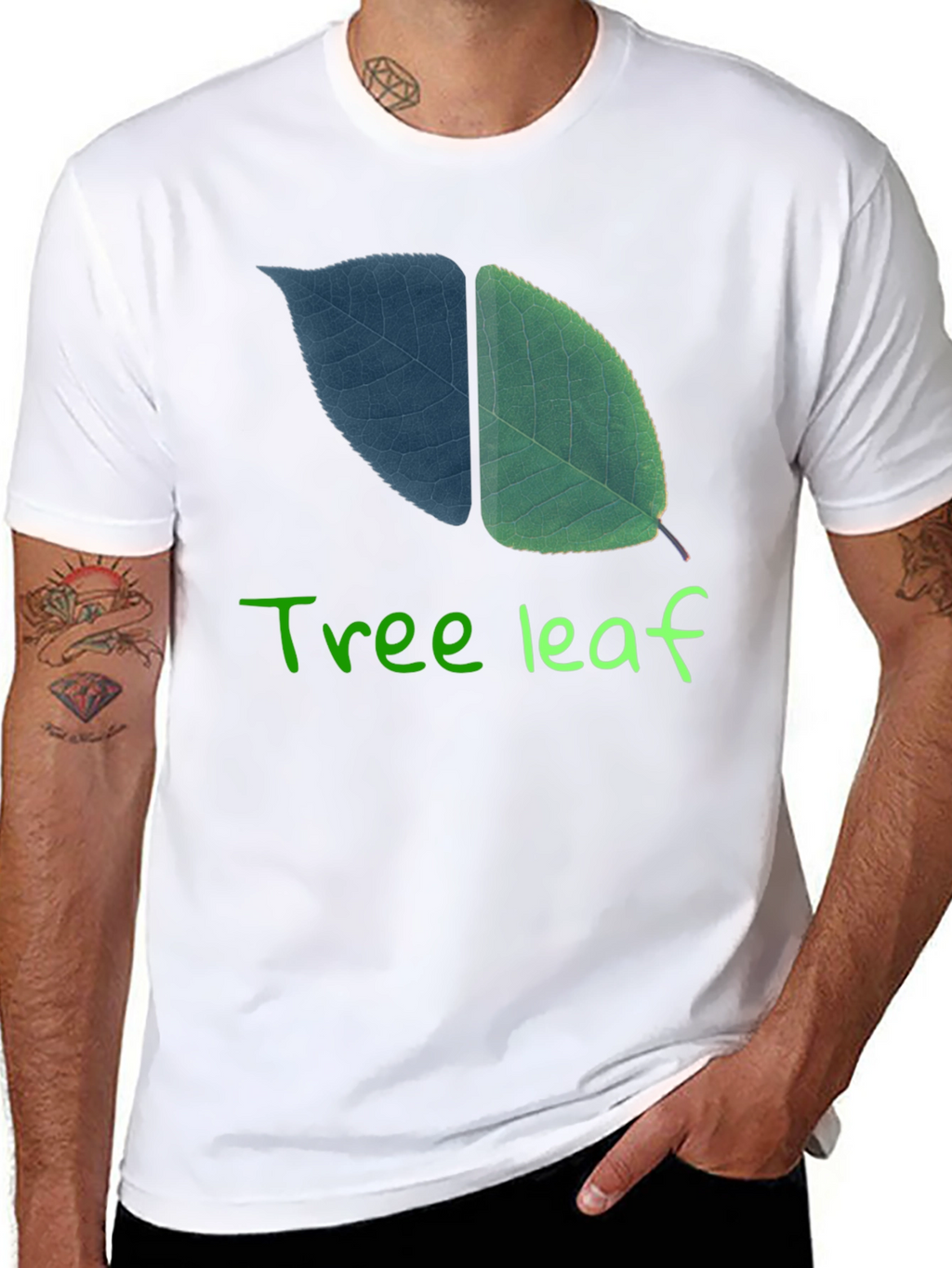 Tree Leaf Graphic Black T-Shirt