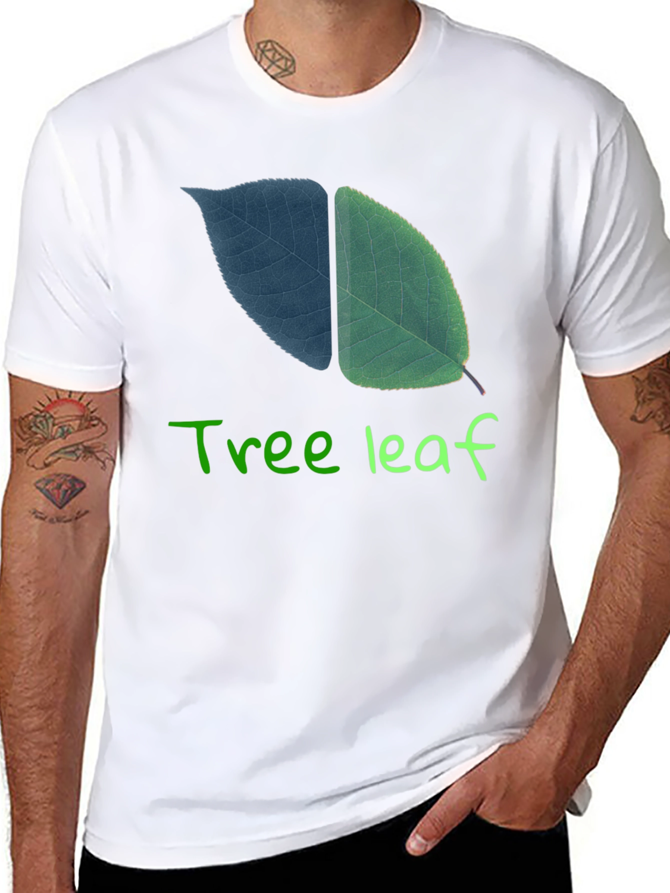 Tree Leaf Graphic Black T-Shirt