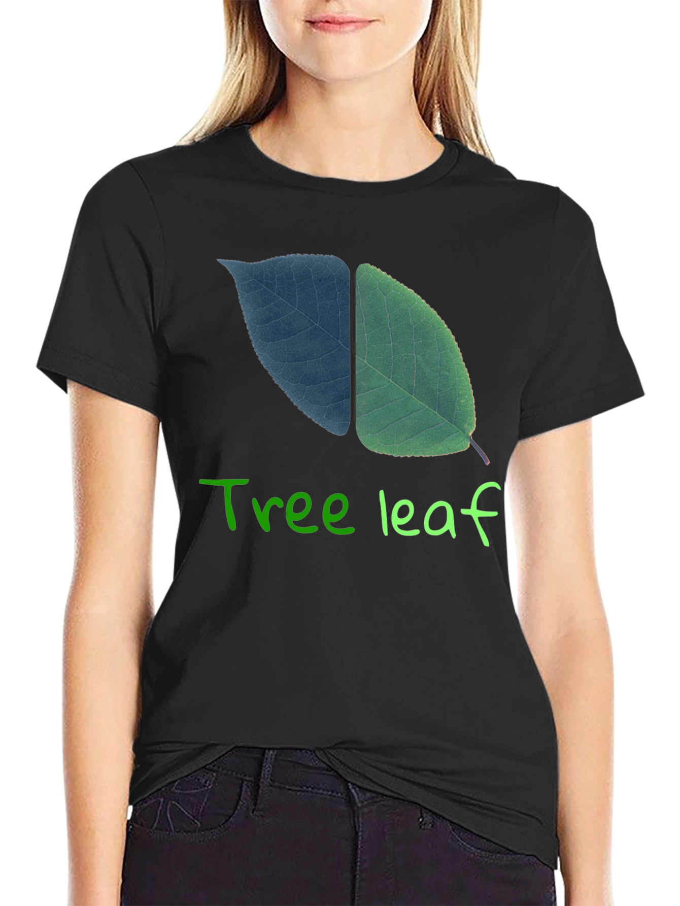 Tree Leaf Graphic Black T-Shirt
