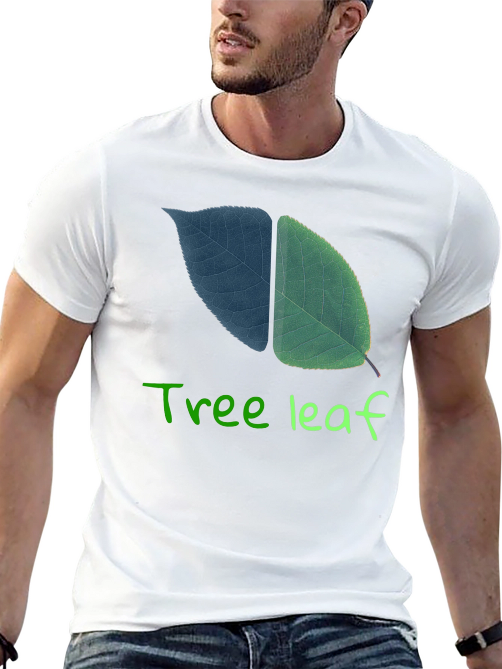 Tree Leaf Graphic Black T-Shirt