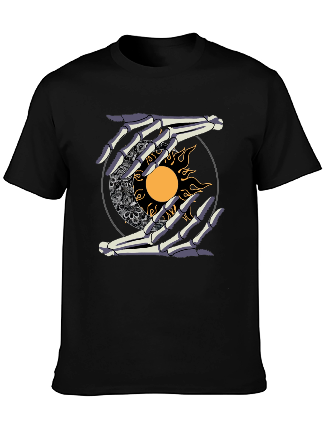Sun & Moon Skeleton Hands Graphic Tee