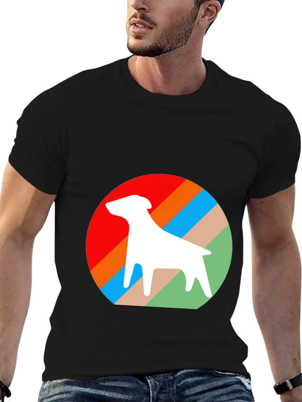 Retro Dog Graphic Tee - Stylish Black Cotton T-Shirt
