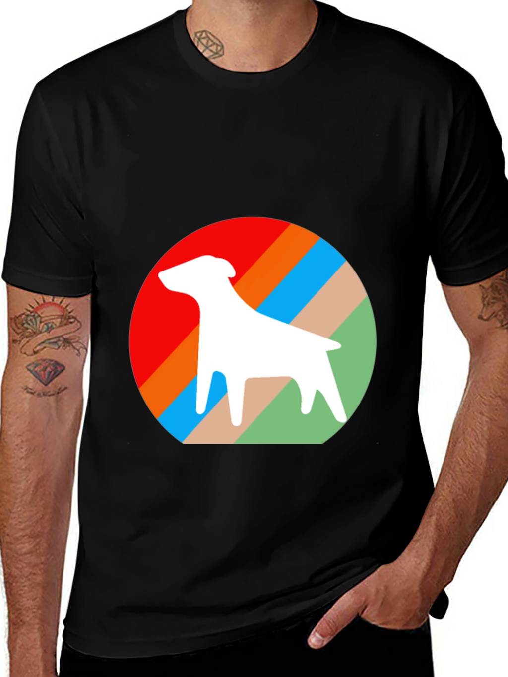 Retro Dog Graphic Tee - Stylish Black Cotton T-Shirt