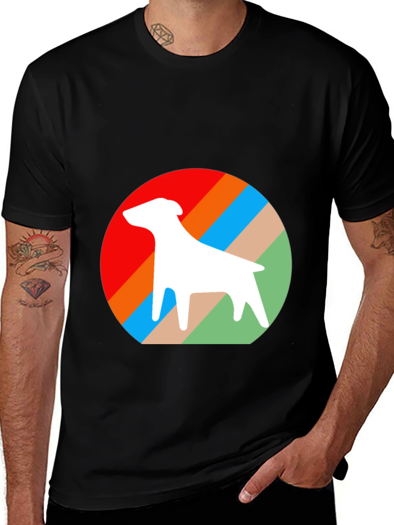 Retro Dog Graphic Tee - Stylish Black Cotton T-Shirt