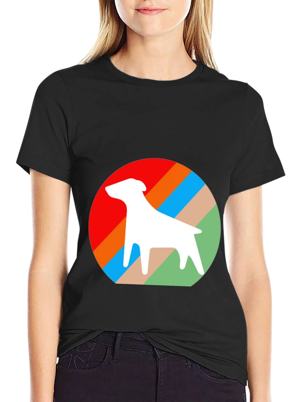 Retro Dog Graphic Tee - Stylish Black Cotton T-Shirt