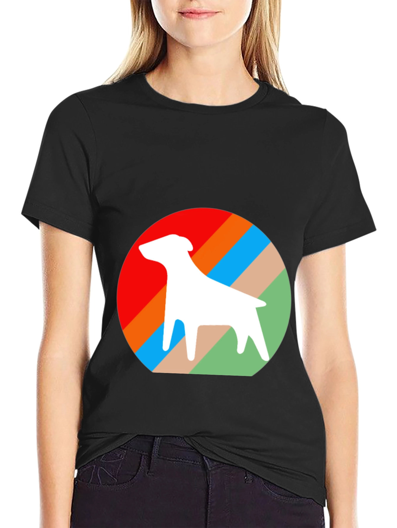 Retro Dog Graphic Tee - Stylish Black Cotton T-Shirt