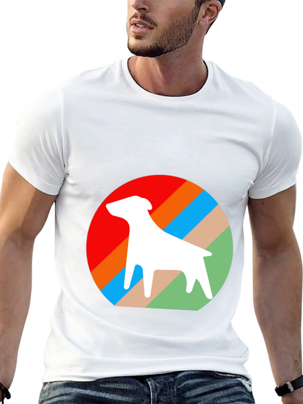 Retro Dog Graphic Tee - Stylish Black Cotton T-Shirt