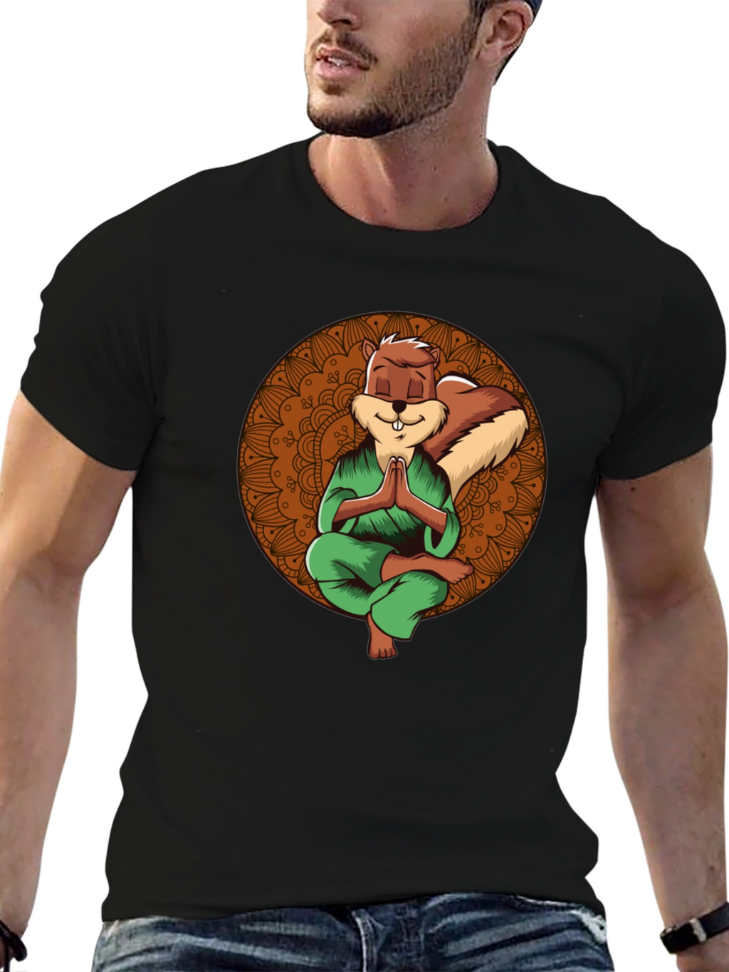 Zen Squirrel T-Shirt - Meditating Rodent Graphic Tee