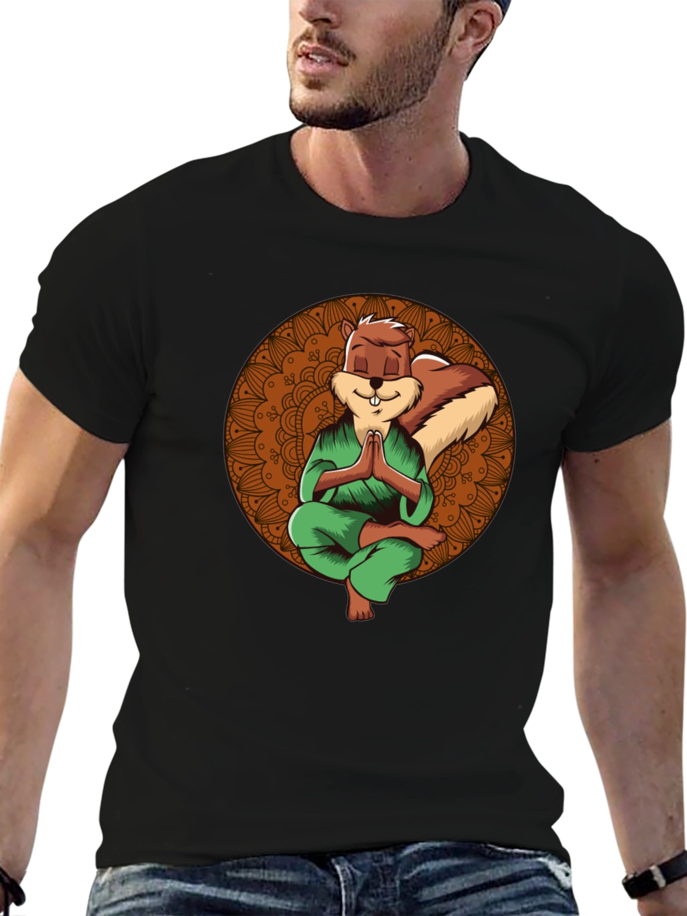 Zen Squirrel T-Shirt - Meditating Rodent Graphic Tee