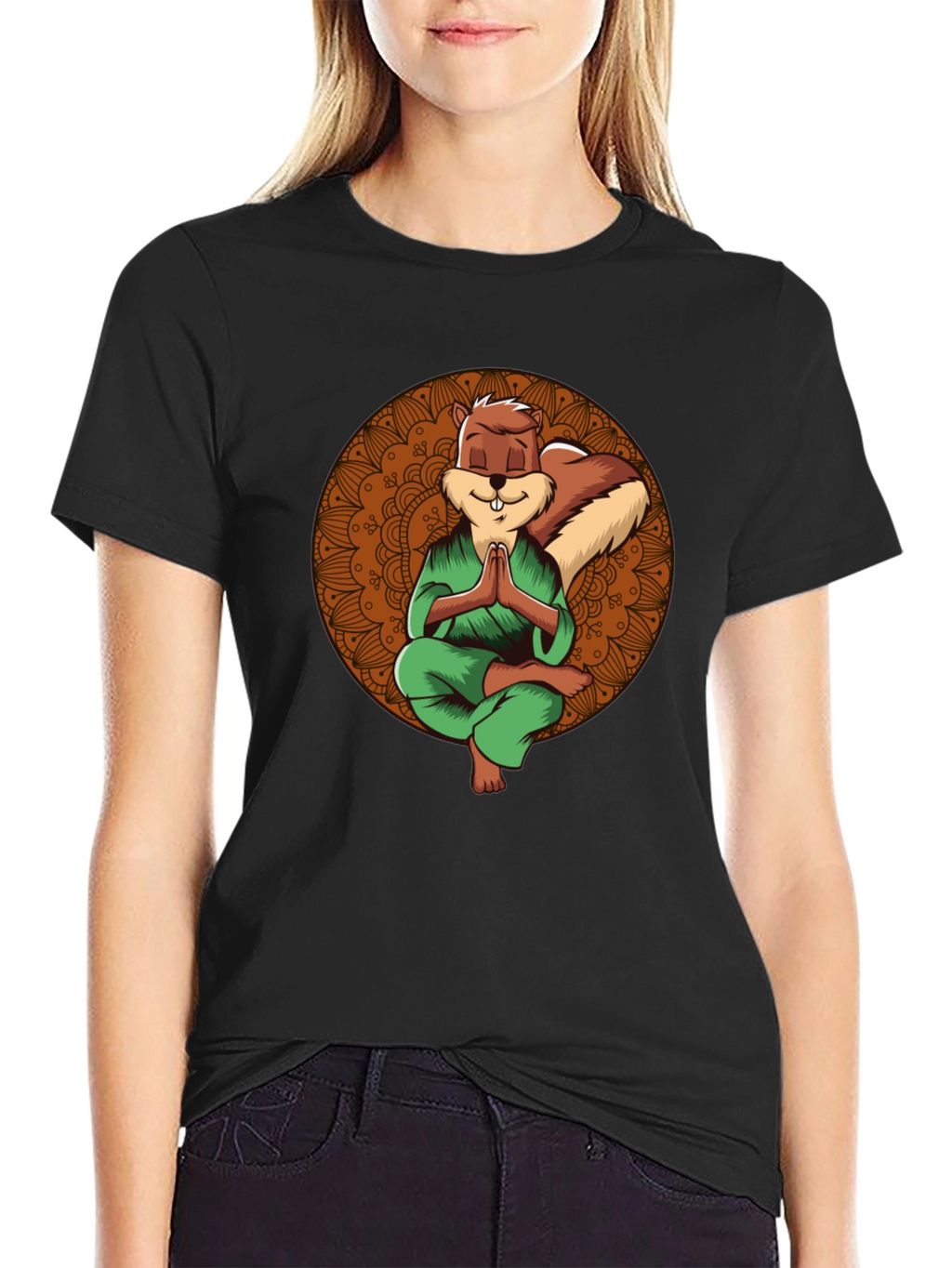 Zen Squirrel T-Shirt - Meditating Rodent Graphic Tee