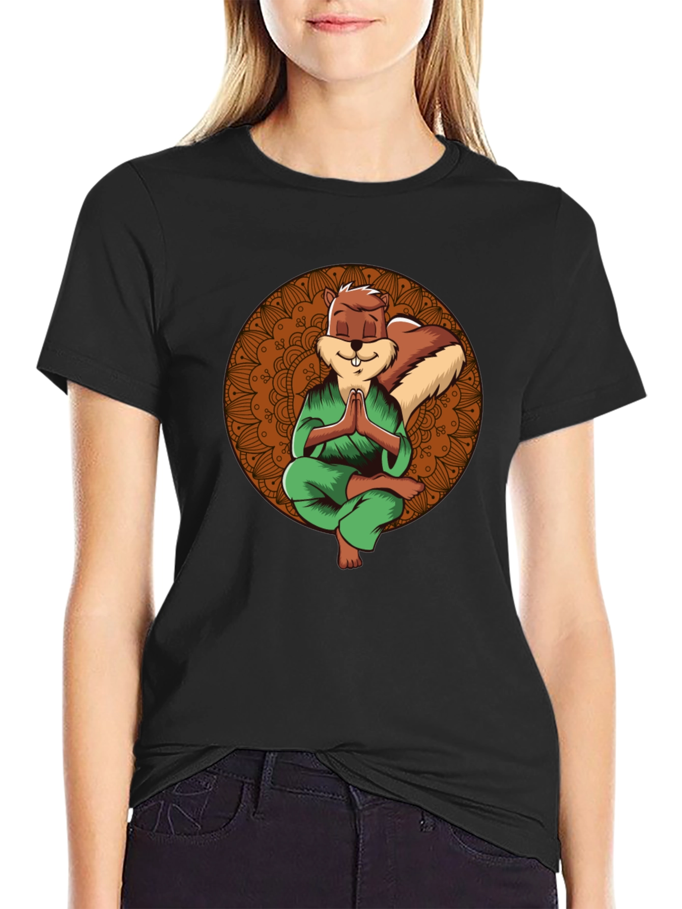 Zen Squirrel T-Shirt - Meditating Rodent Graphic Tee