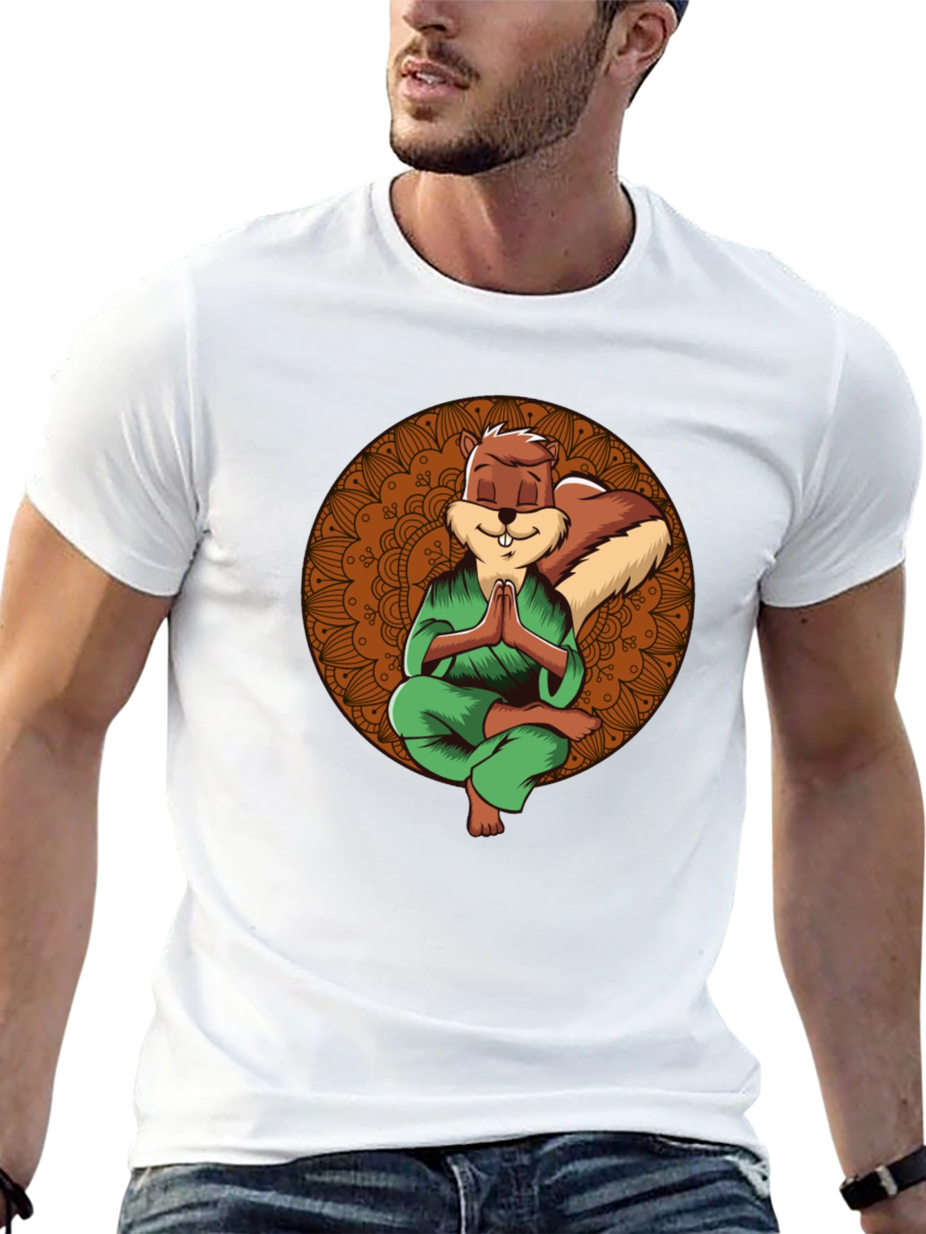 Zen Squirrel T-Shirt - Meditating Rodent Graphic Tee