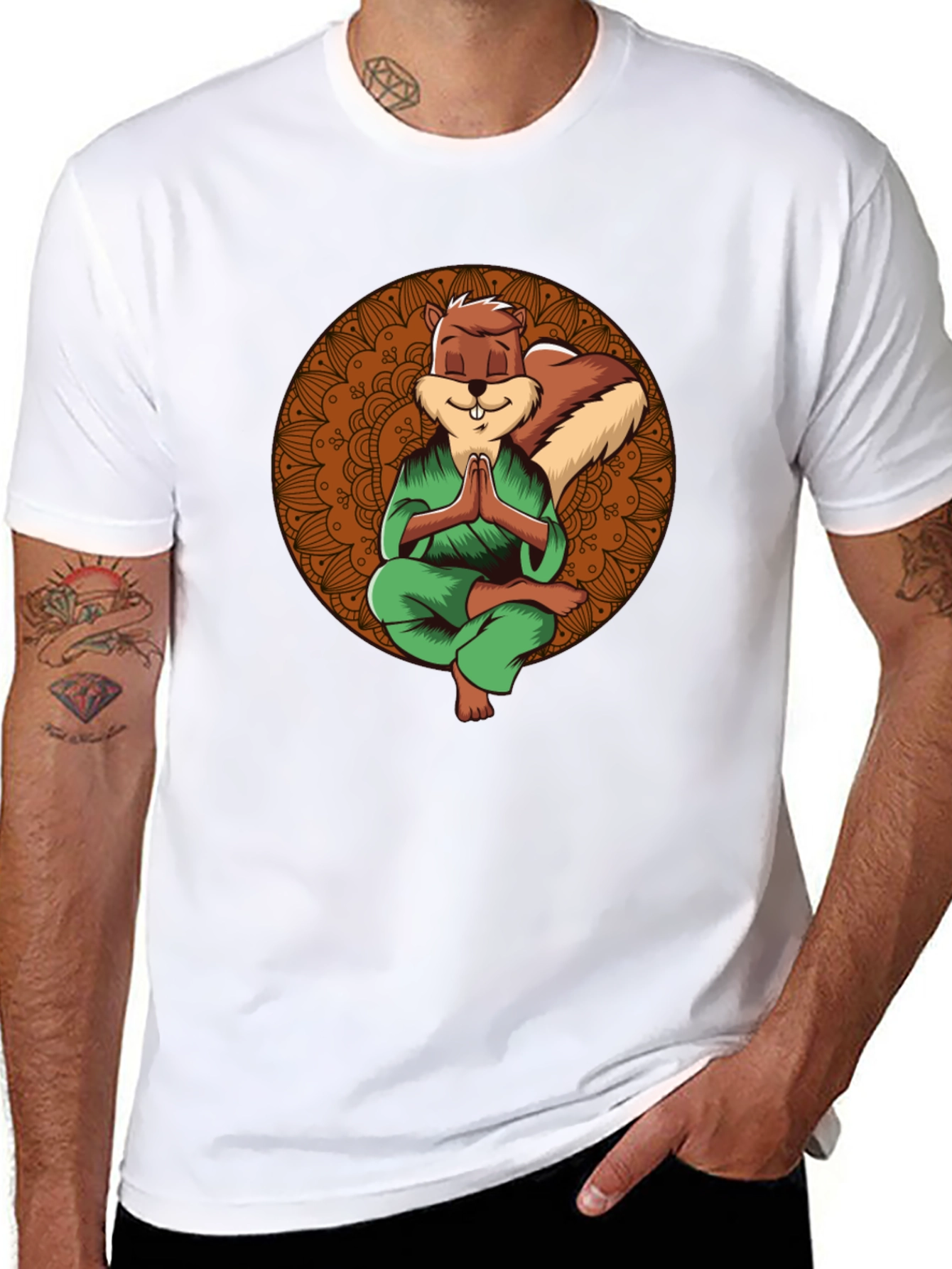 Zen Squirrel T-Shirt - Meditating Rodent Graphic Tee