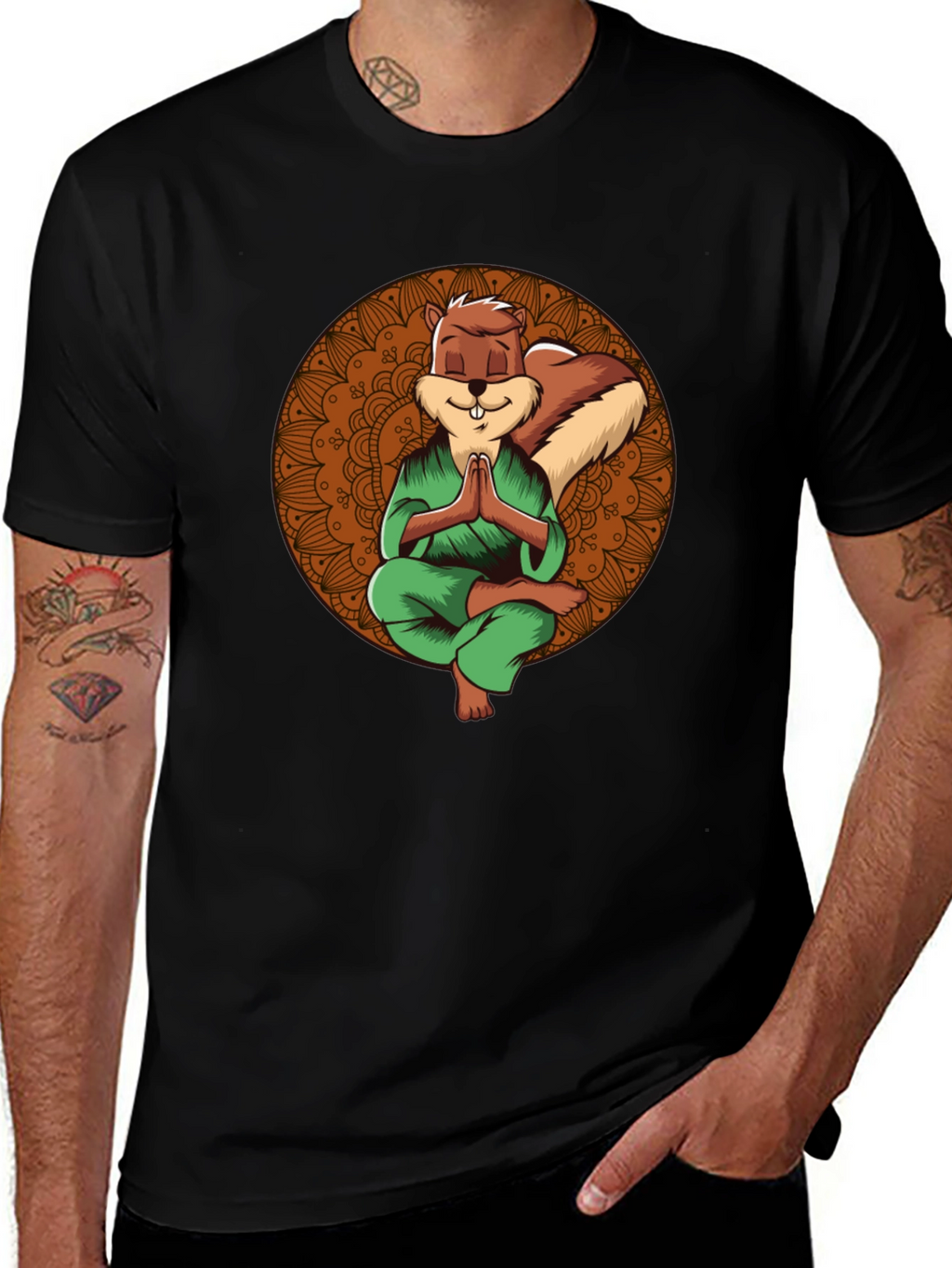 Zen Squirrel T-Shirt - Meditating Rodent Graphic Tee