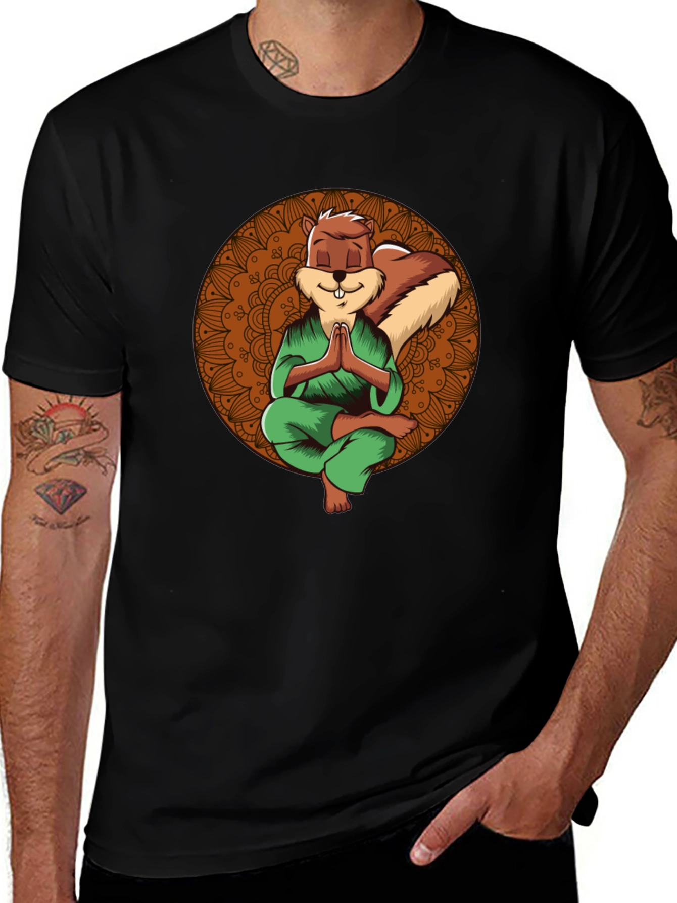 Zen Squirrel T-Shirt - Meditating Rodent Graphic Tee