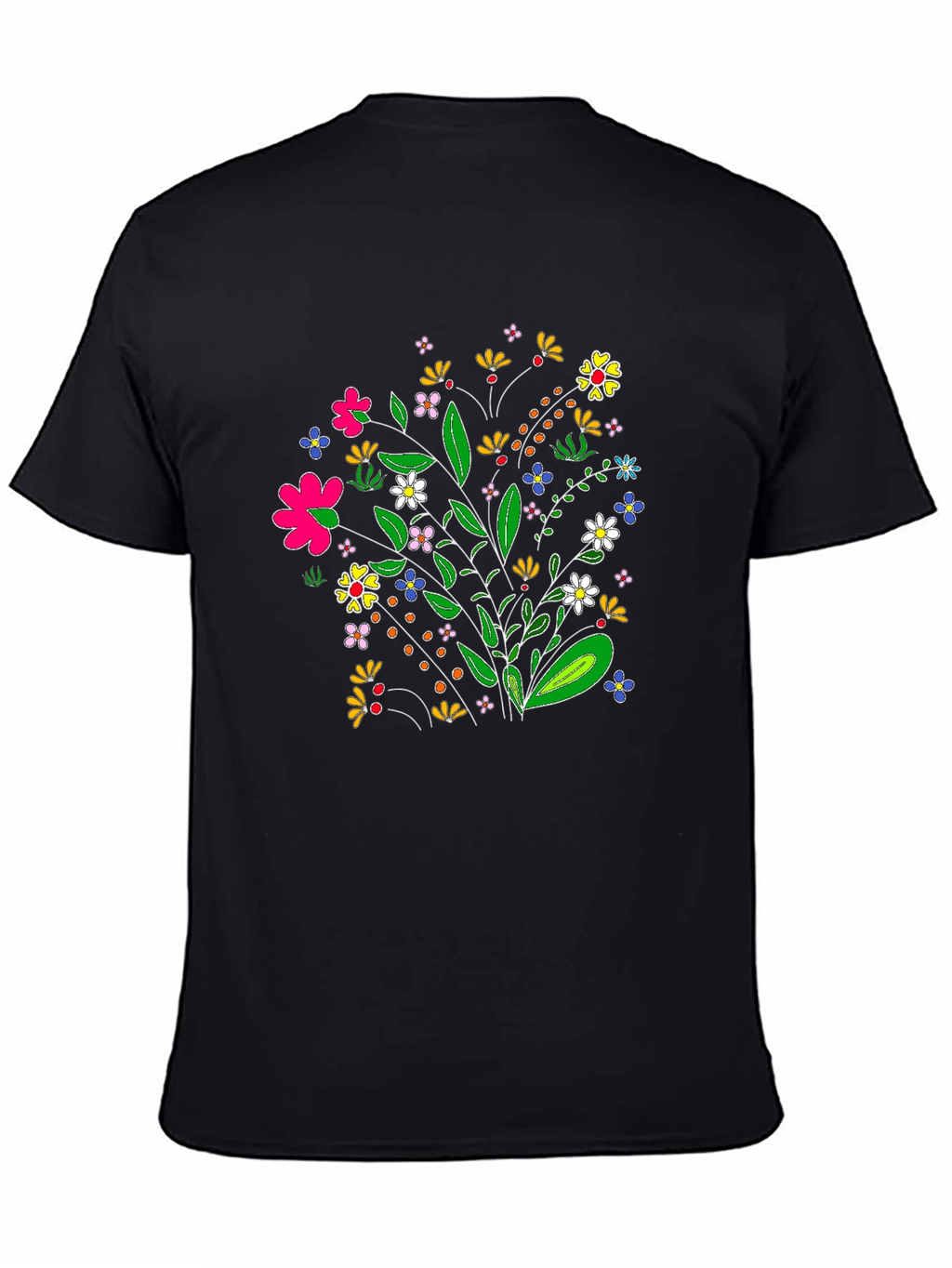 Floral Bouquet Graphic Tee - Black T-Shirt