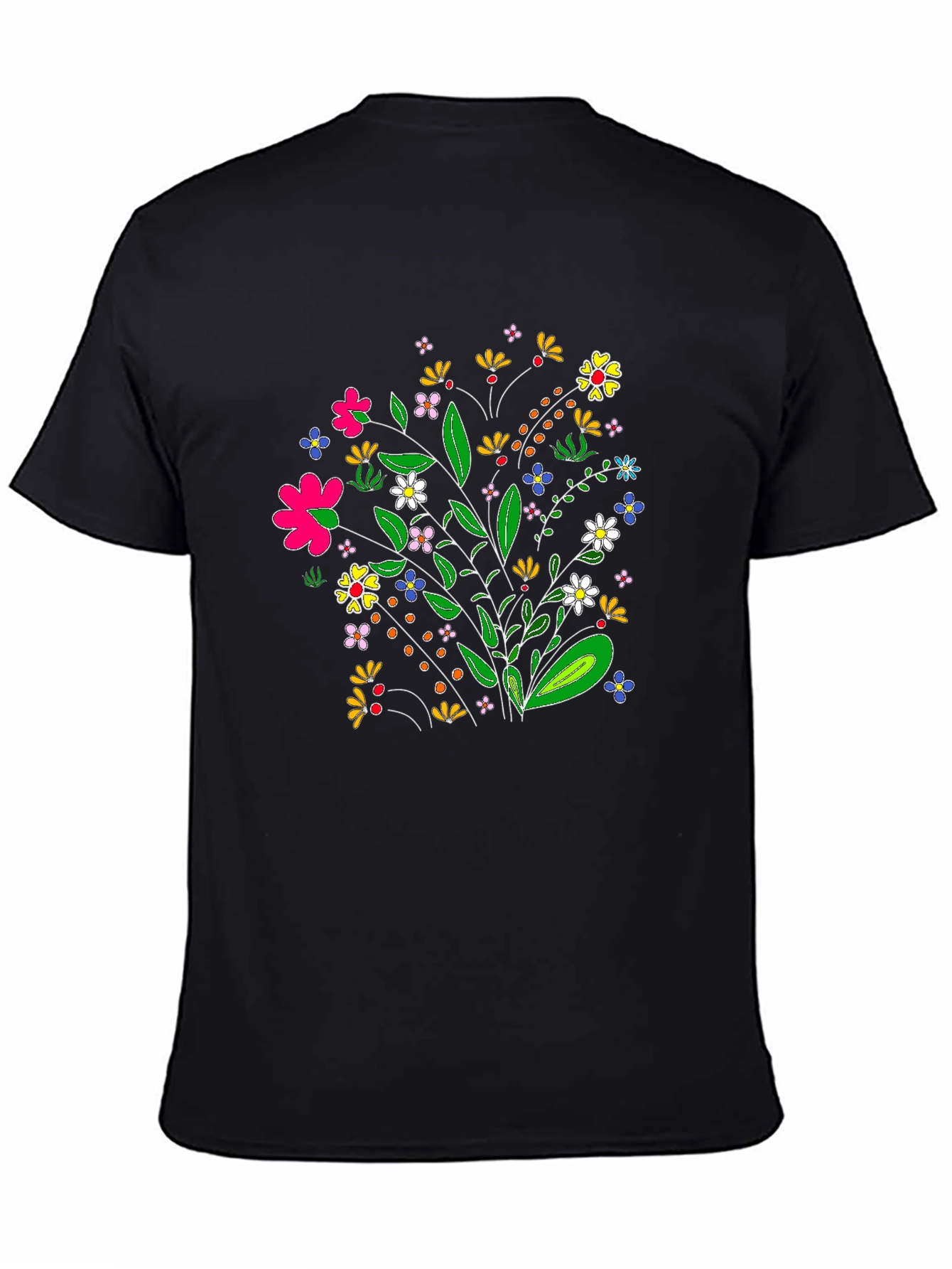 Floral Bouquet Graphic Tee - Black T-Shirt