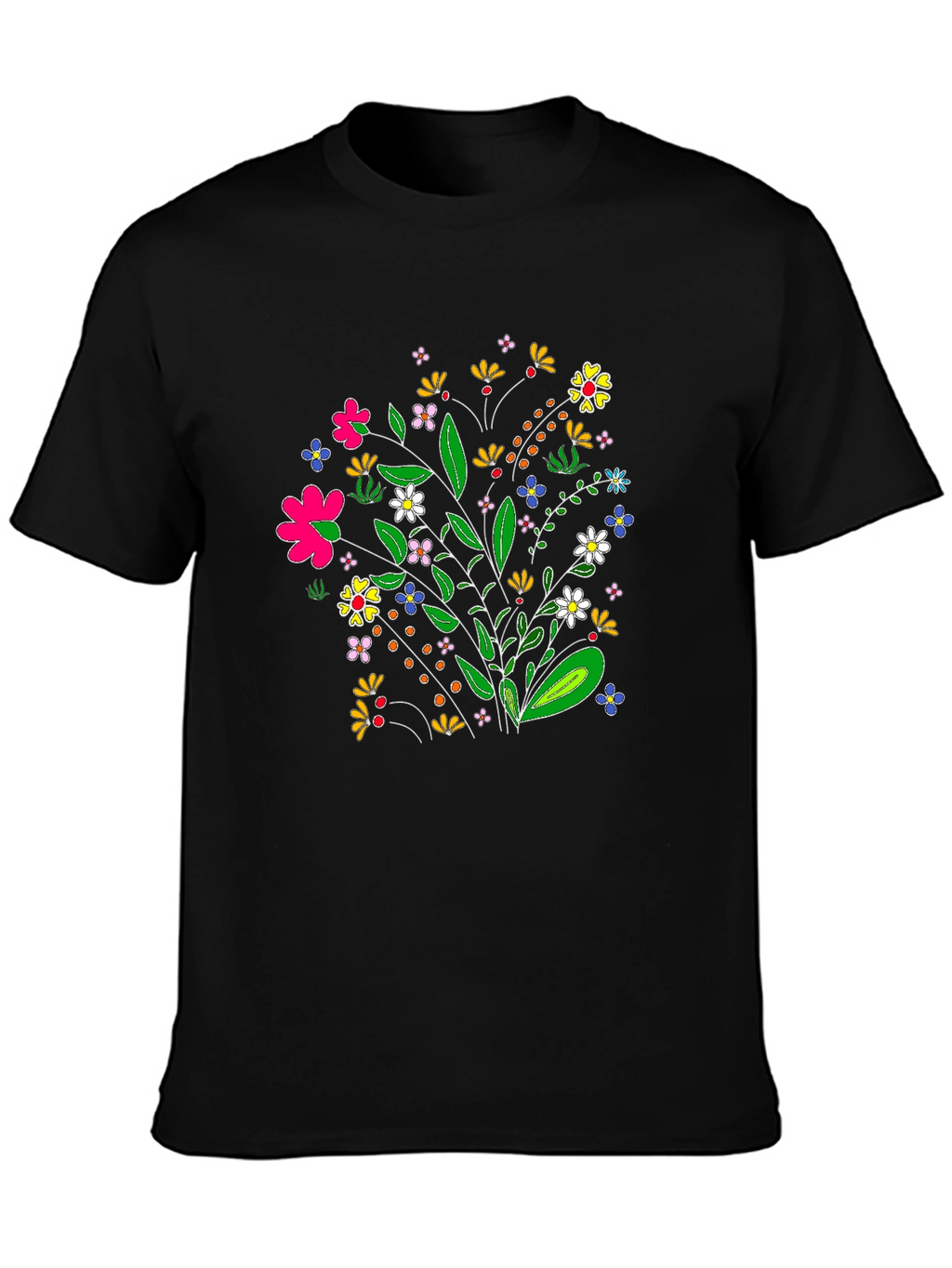 Floral Bouquet Graphic Tee - Black T-Shirt