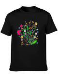 Floral Bouquet Graphic Tee - Black T-Shirt