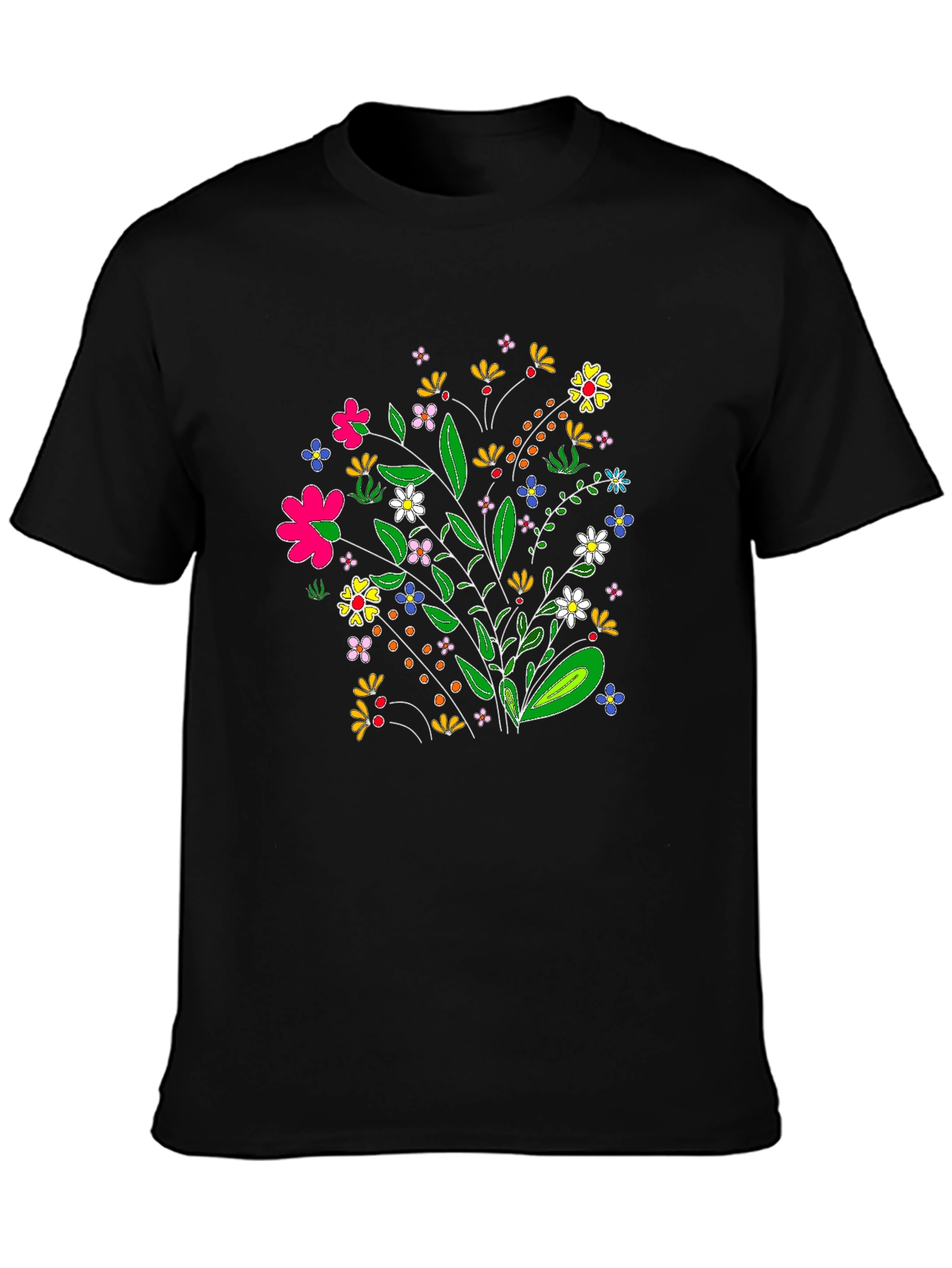 Floral Bouquet Graphic Tee - Black T-Shirt