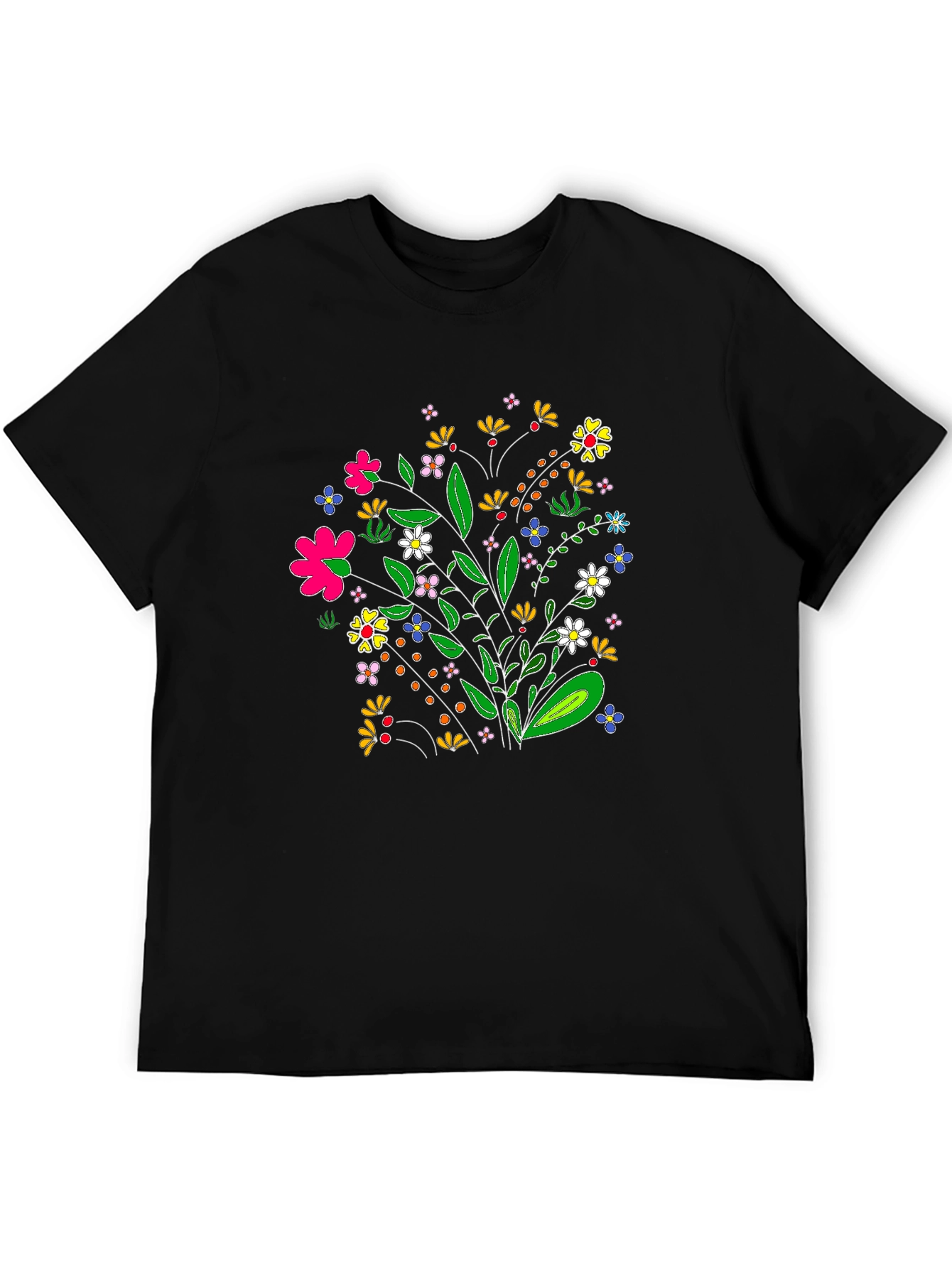 Floral Bouquet Graphic Tee - Black T-Shirt