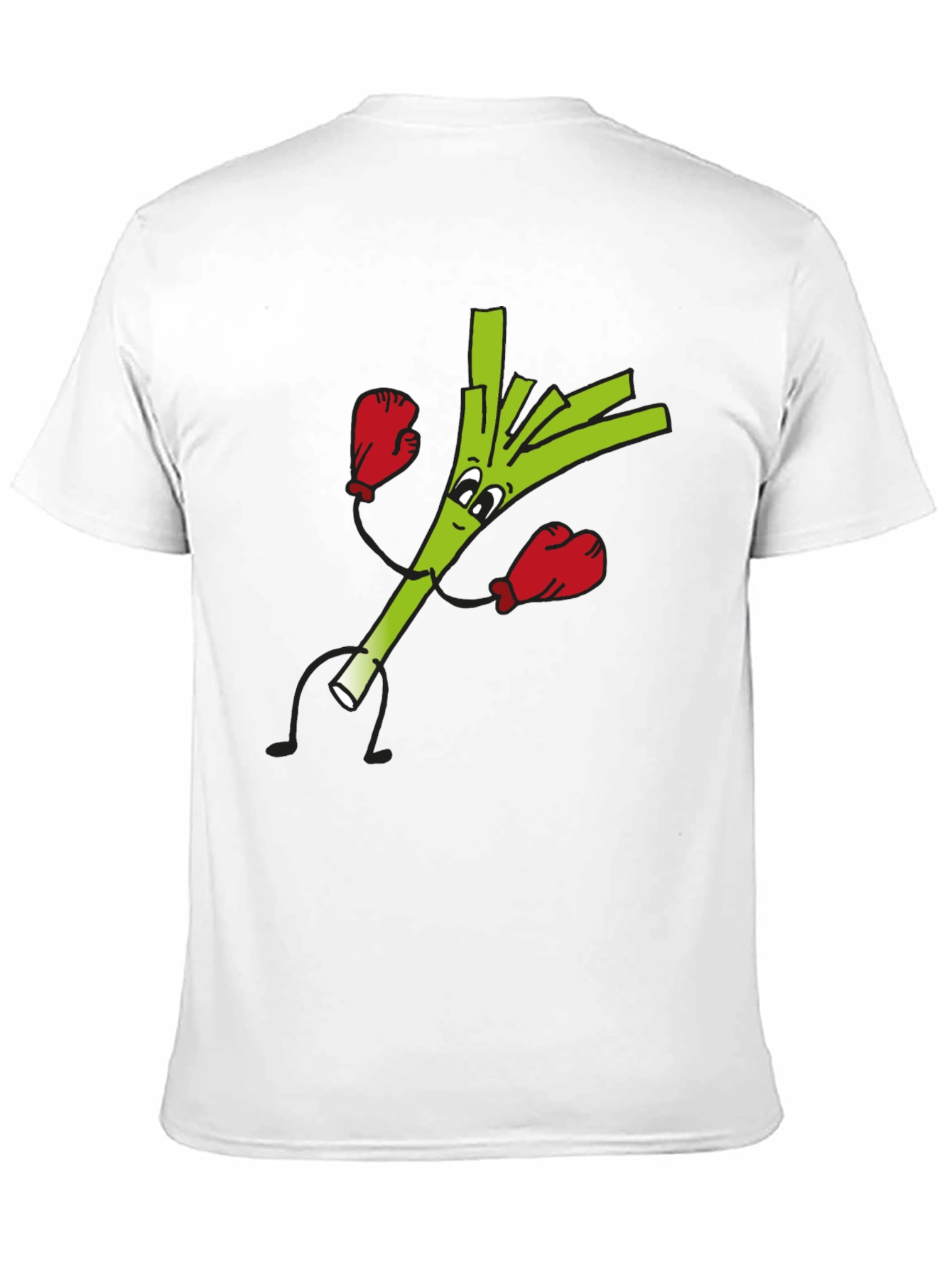 Funny Boxing Leek Cartoon Graphic Black T-Shirt