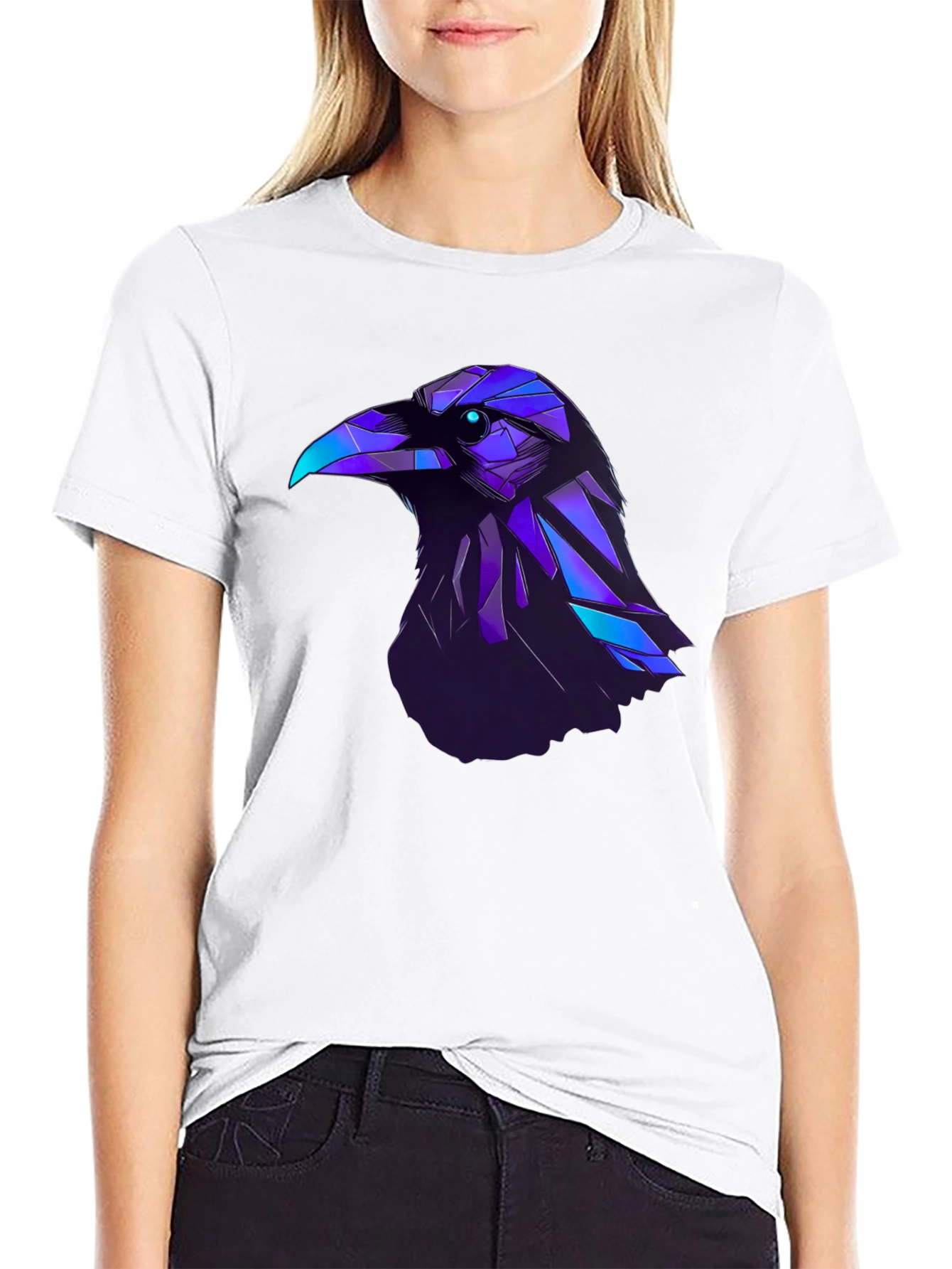 Raven Graphic T-Shirt - Modern Geometric Bird Design