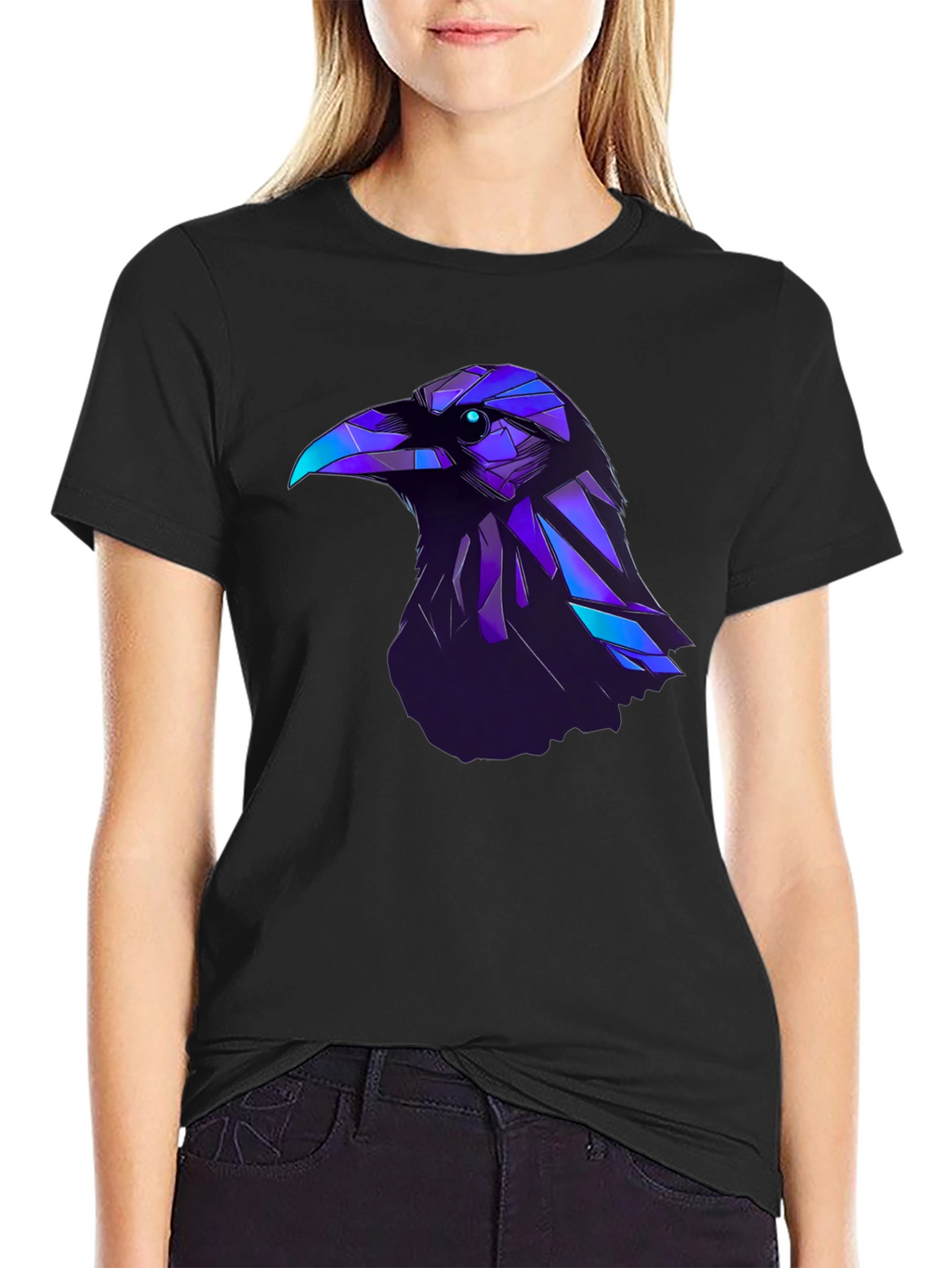 Raven Graphic T-Shirt - Modern Geometric Bird Design