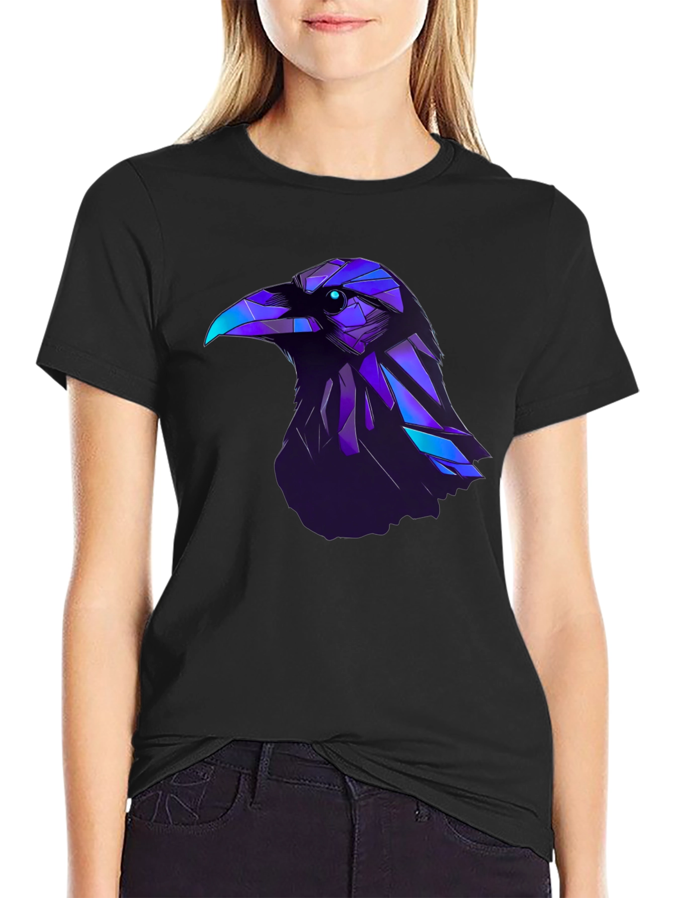 Raven Graphic T-Shirt - Modern Geometric Bird Design