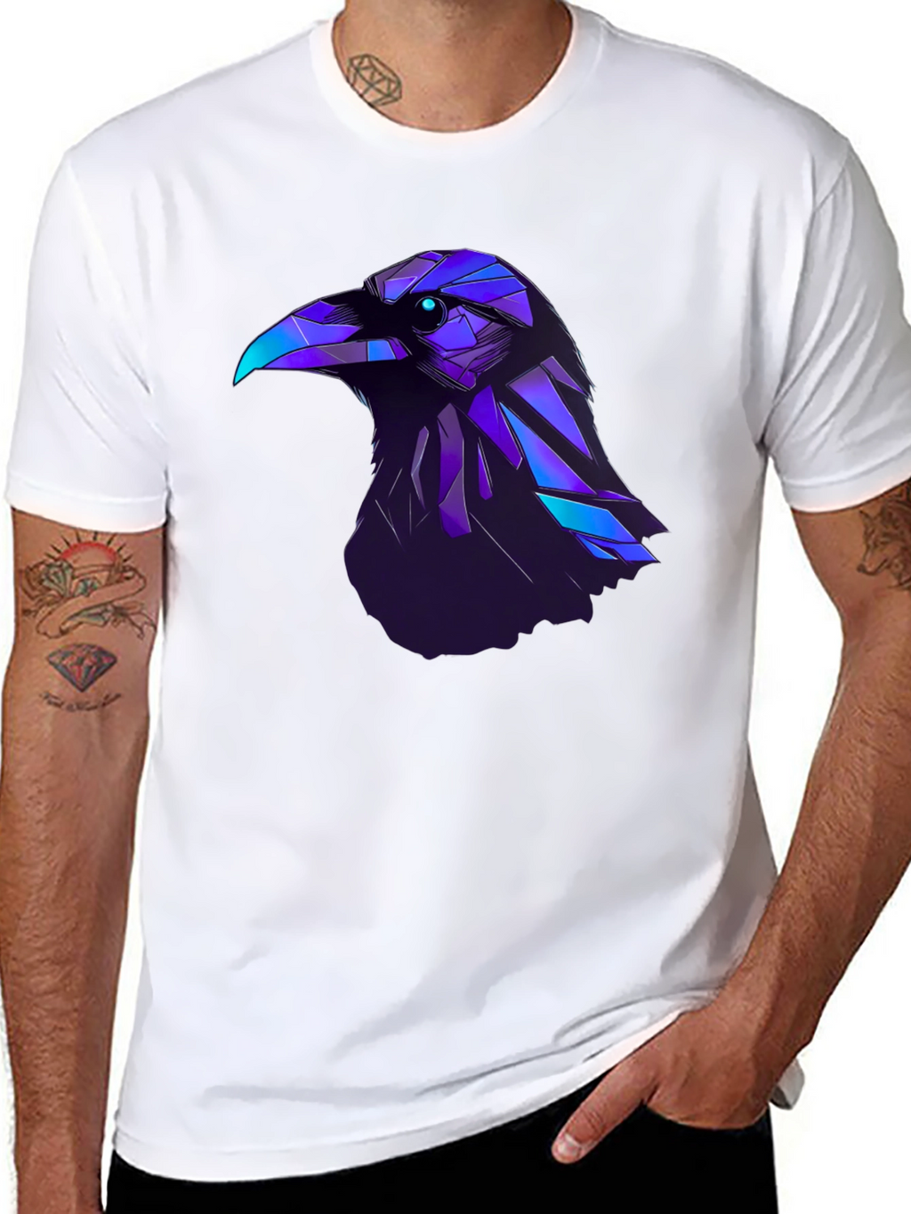 Raven Graphic T-Shirt - Modern Geometric Bird Design