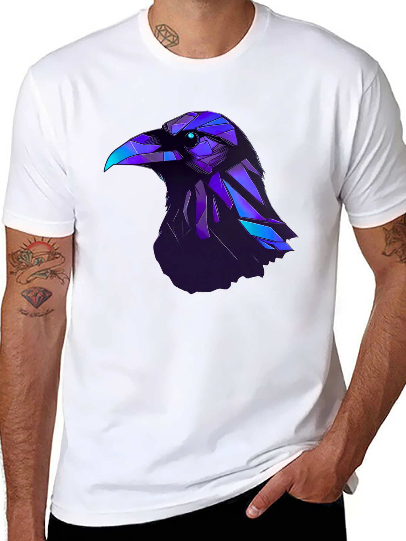Raven Graphic T-Shirt - Modern Geometric Bird Design