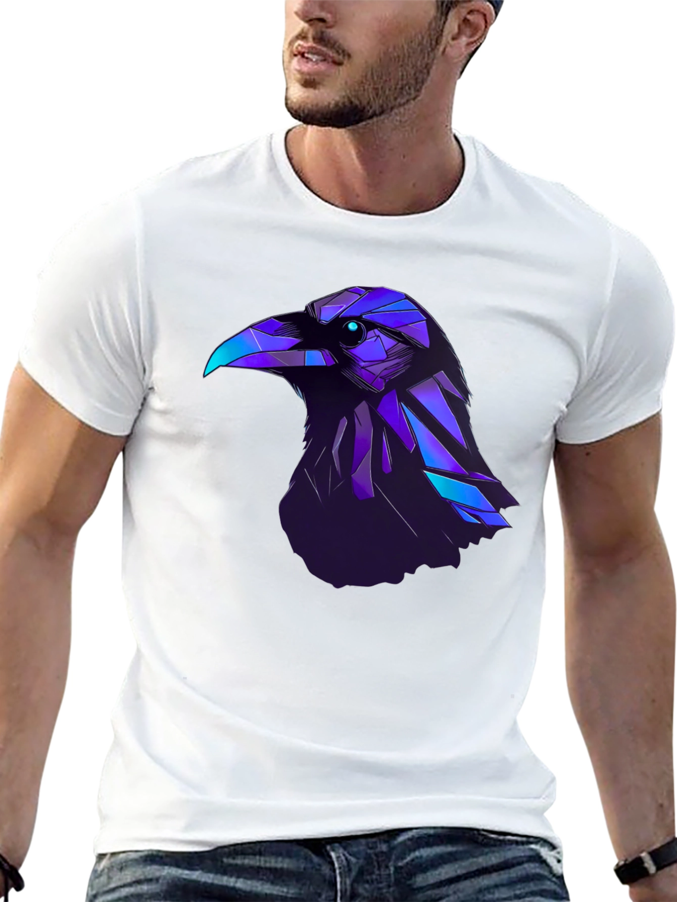 Raven Graphic T-Shirt - Modern Geometric Bird Design