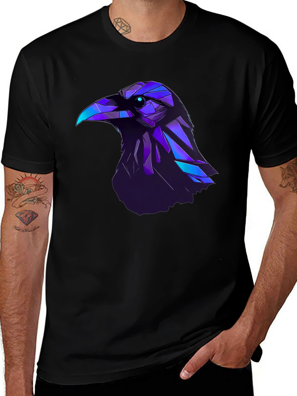 Raven Graphic T-Shirt - Modern Geometric Bird Design