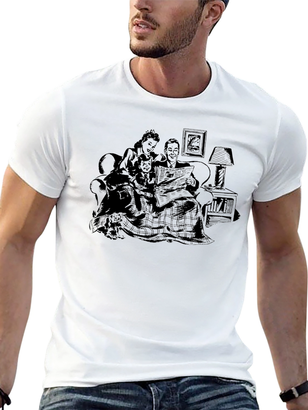 Retro Family Reading Graphic Tee - Unisex