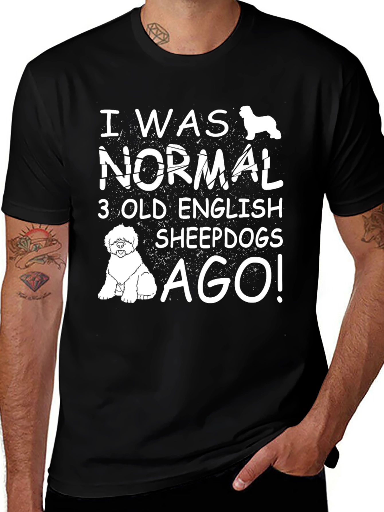 I Was Normal 3 Old English Sheepdogs Ago T-Shirt