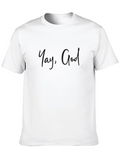 Yay God T-Shirt - Black Crew Neck Casual Wear