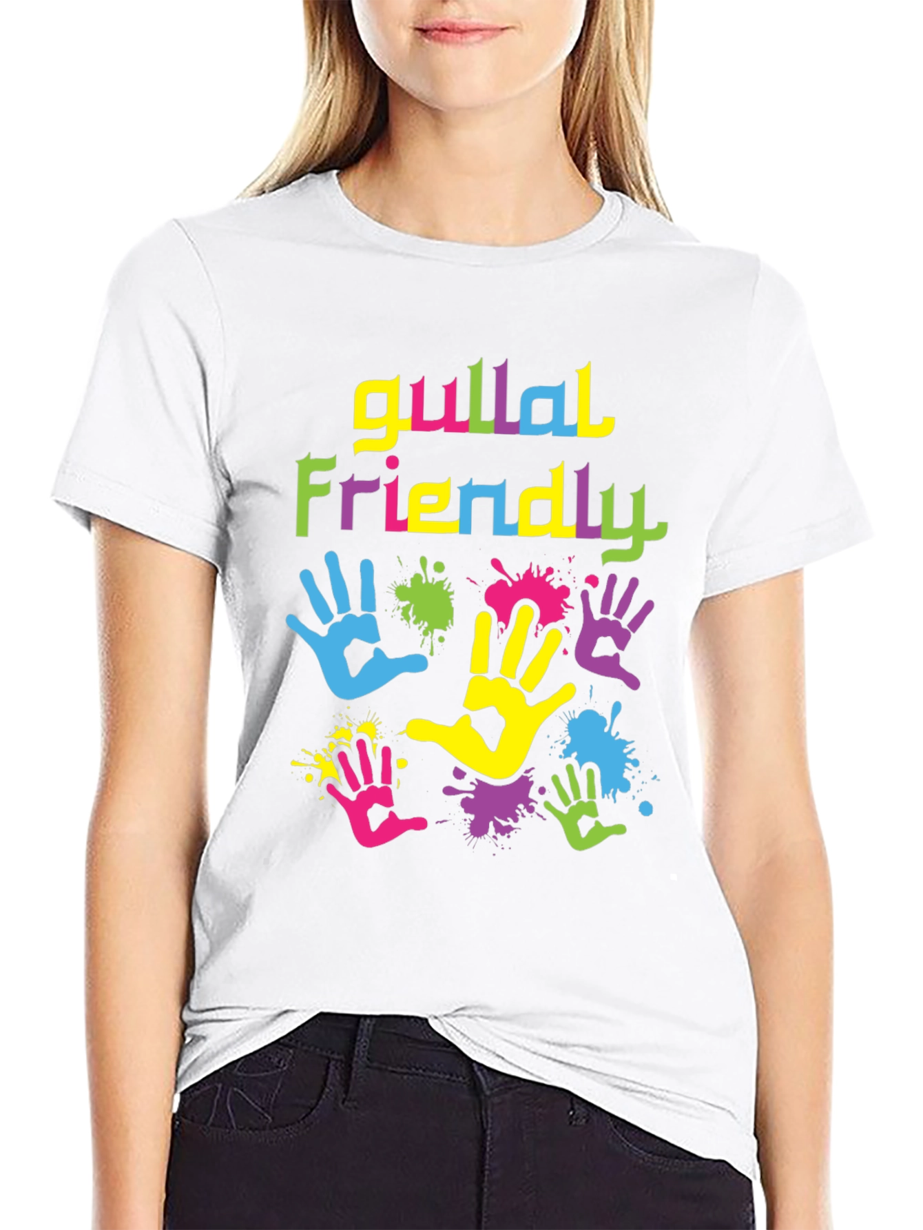 Gulal Friendly Holi T-Shirt Colorful Handprints