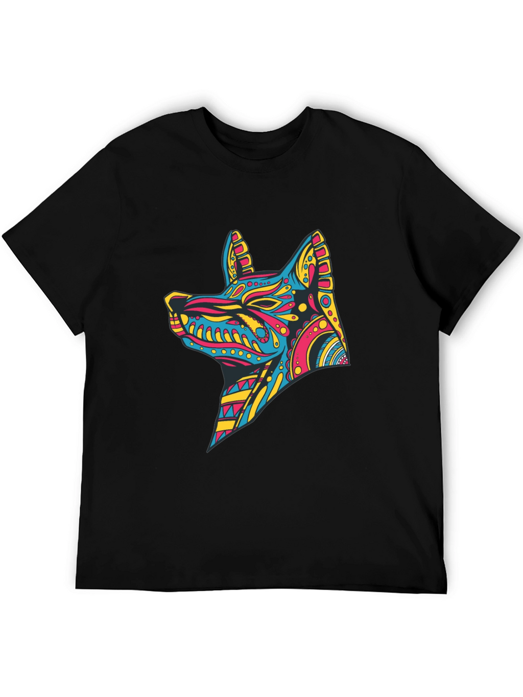 Vibrant Aztec Dog Graphic Print Tee