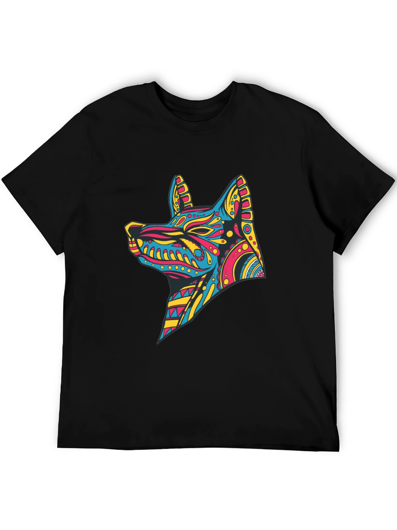 Vibrant Aztec Dog Graphic Print Tee