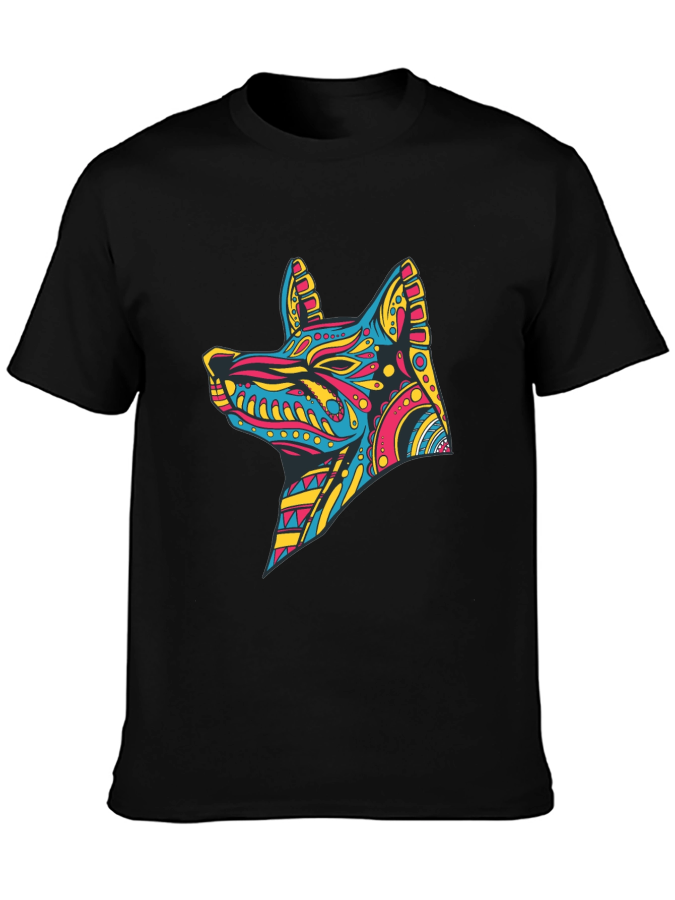 Vibrant Aztec Dog Graphic Print Tee