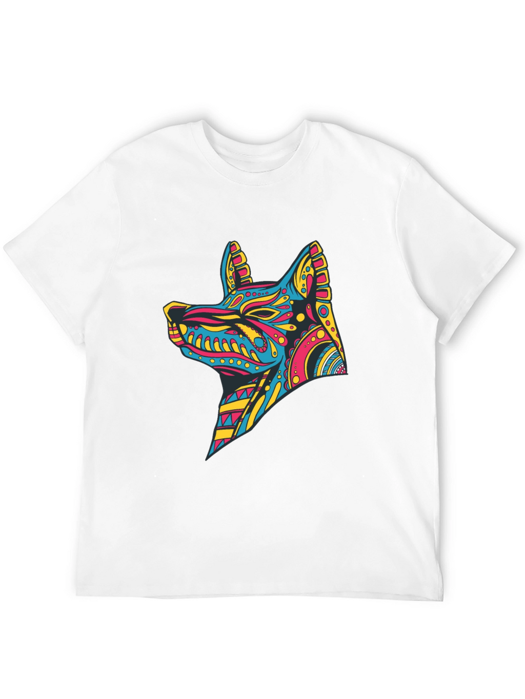 Vibrant Aztec Dog Graphic Print Tee