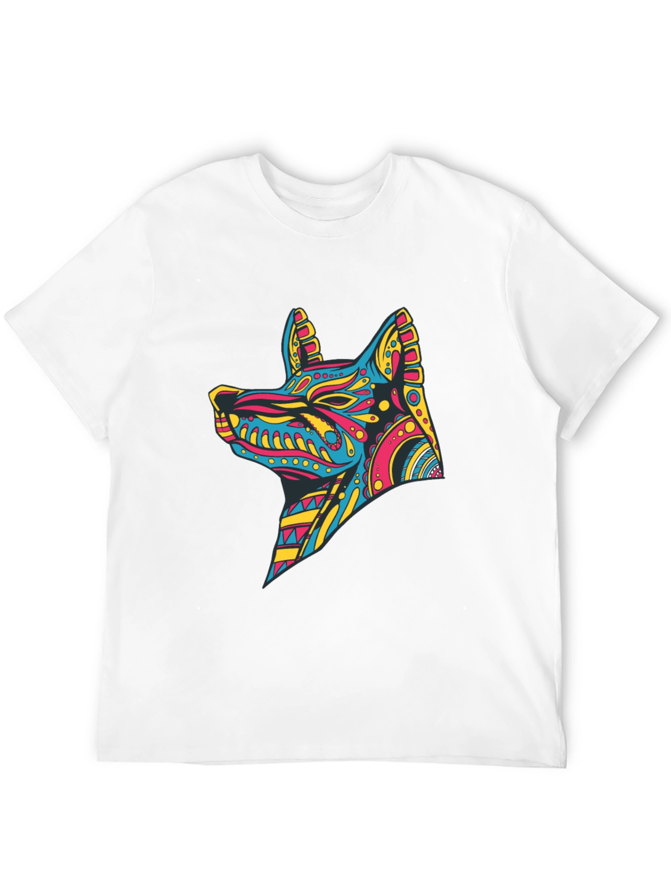 Vibrant Aztec Dog Graphic Print Tee