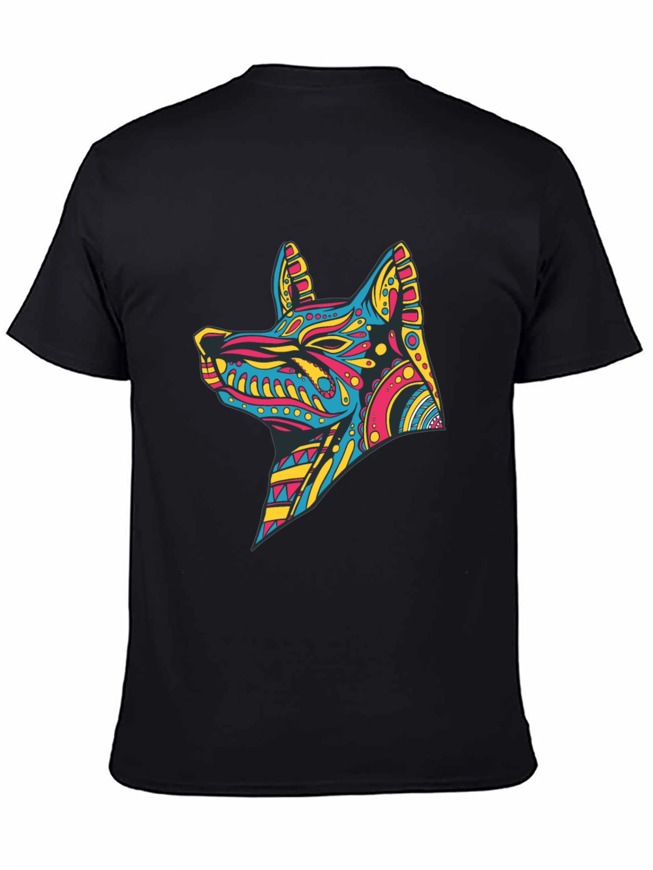 Vibrant Aztec Dog Graphic Print Tee