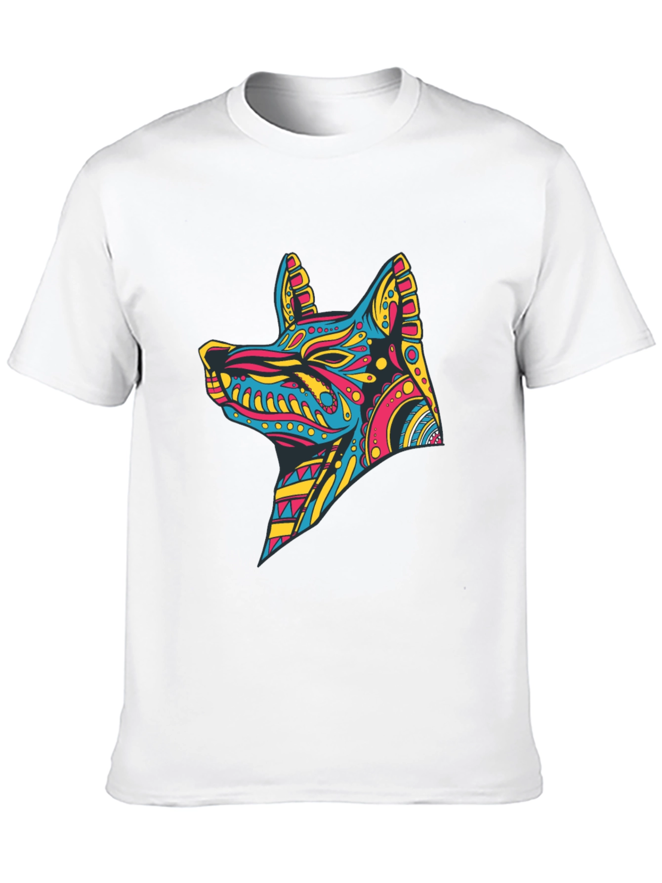 Vibrant Aztec Dog Graphic Print Tee