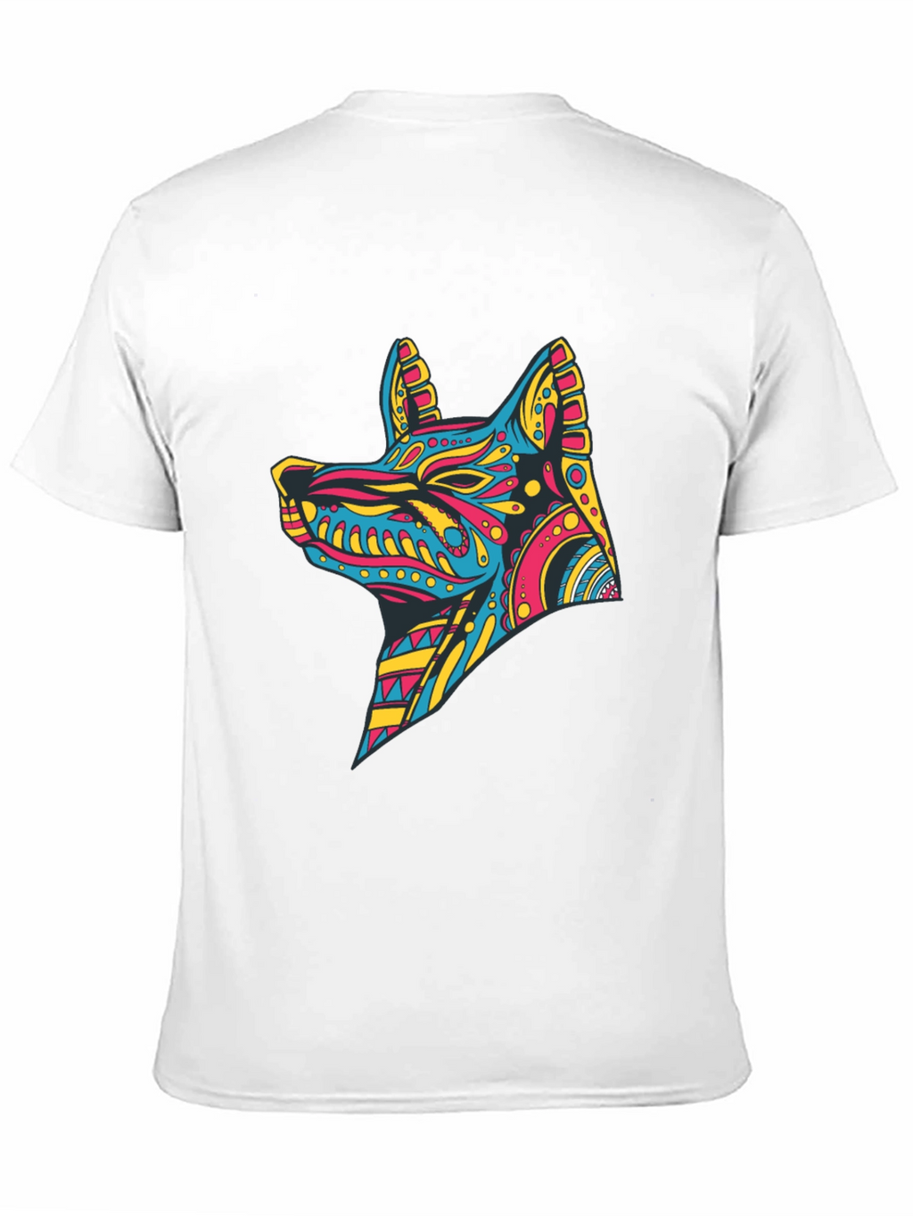 Vibrant Aztec Dog Graphic Print Tee